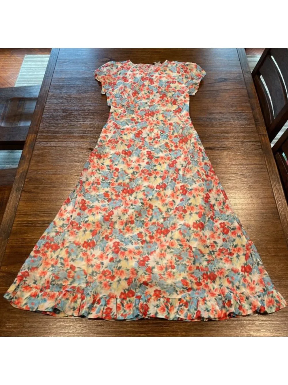 NWT J.Crew Ruffle-Hem Midi Dress Sz 6 Floral Boho Modest Feminine Lined Coquette